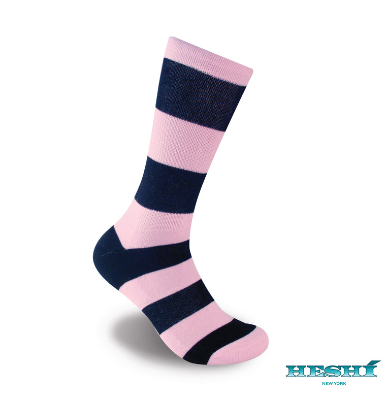 Heshí Rugby Stripe Sock - Pink/Black