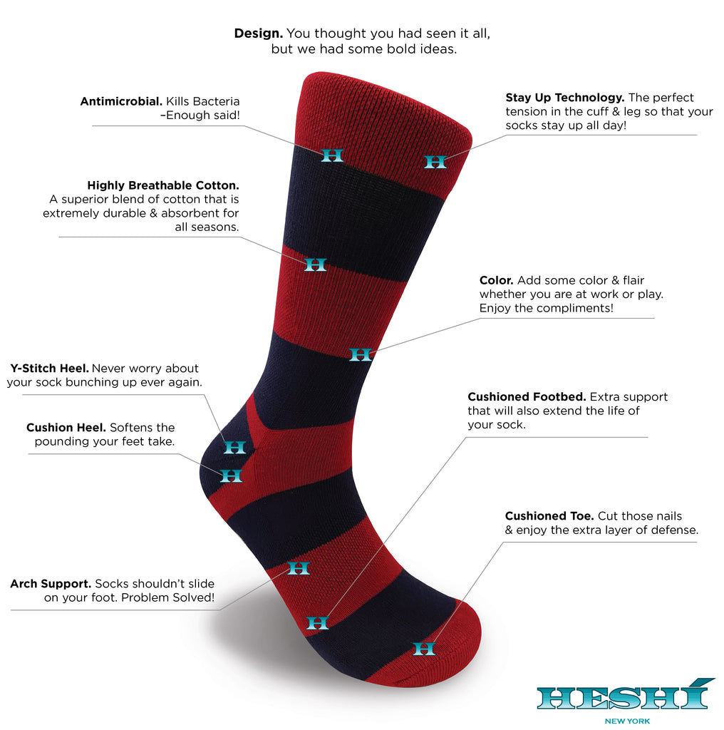 Heshí Rugby Stripe Sock - Red/Blue