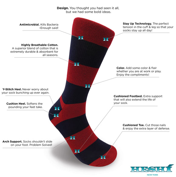 Heshí Rugby Stripe Sock - Red/Blue