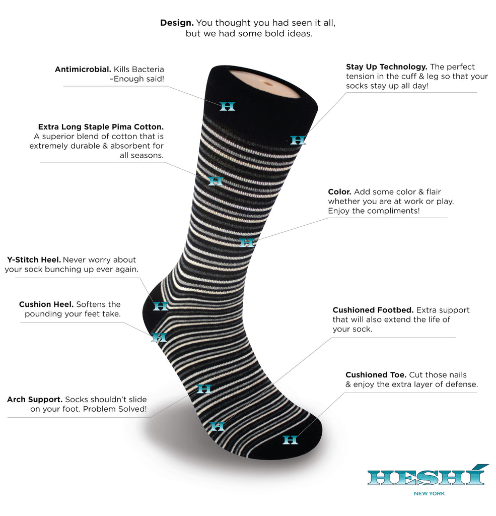 Heshí Thin Stripe Sock - Black