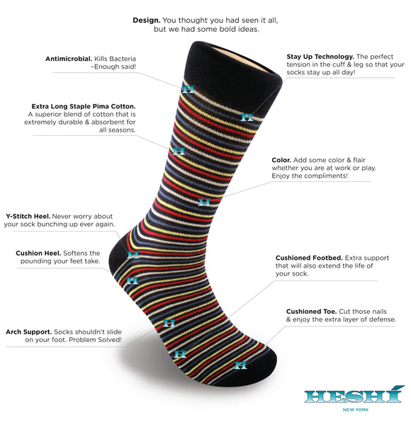 Heshí Thin Stripe Sock - Blue