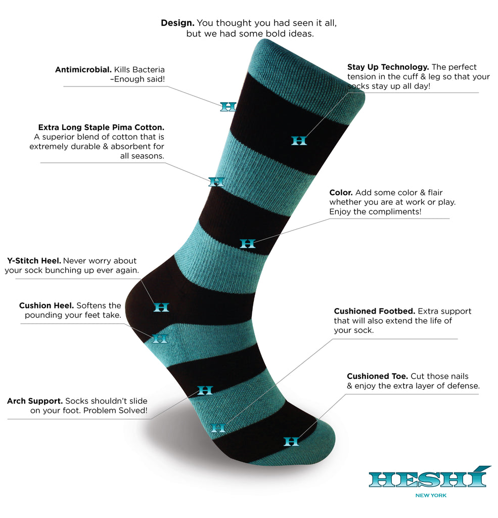 Heshí Rugby Stripe Sock - Blue/Black