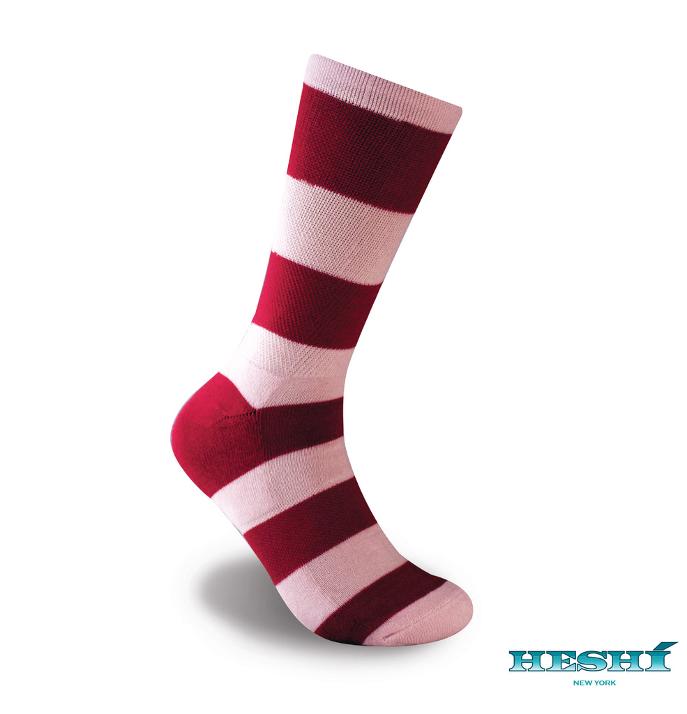 Heshí Rugby Stripe Sock - Pink/Red