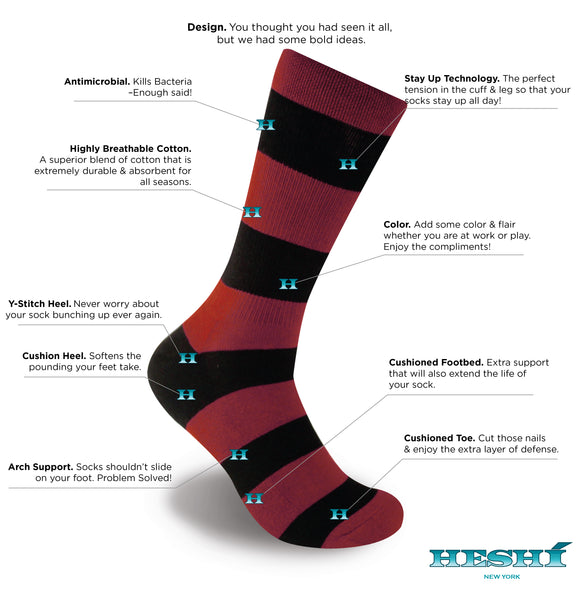 Heshí Rugby Stripe Sock - Red/Black