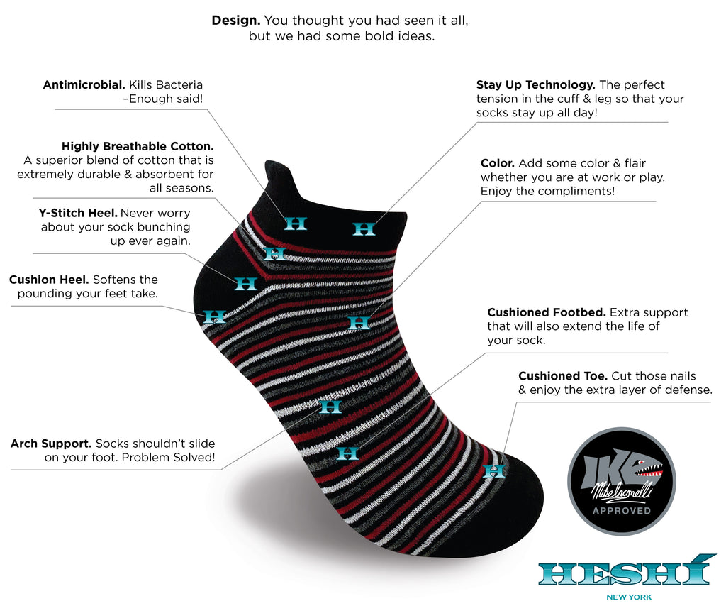 Heshí Ankle Sock - Iaconelli Black Stripe