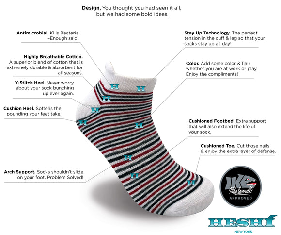 Heshí Ankle Sock - Iaconelli White Stripe