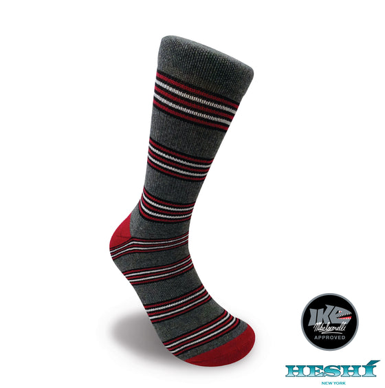 Heshí Cluster Stripe Sock - Iaconelli Red/Grey