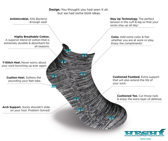 Heshí Ankle Sock - Heathered Black