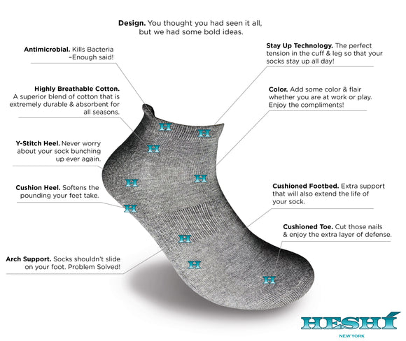 Heshí Ankle Sock - Heather Grey