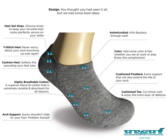 Heshí Invisible Liner Sock - Grey