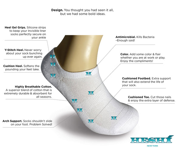 Heshí Invisible Liner Sock - White