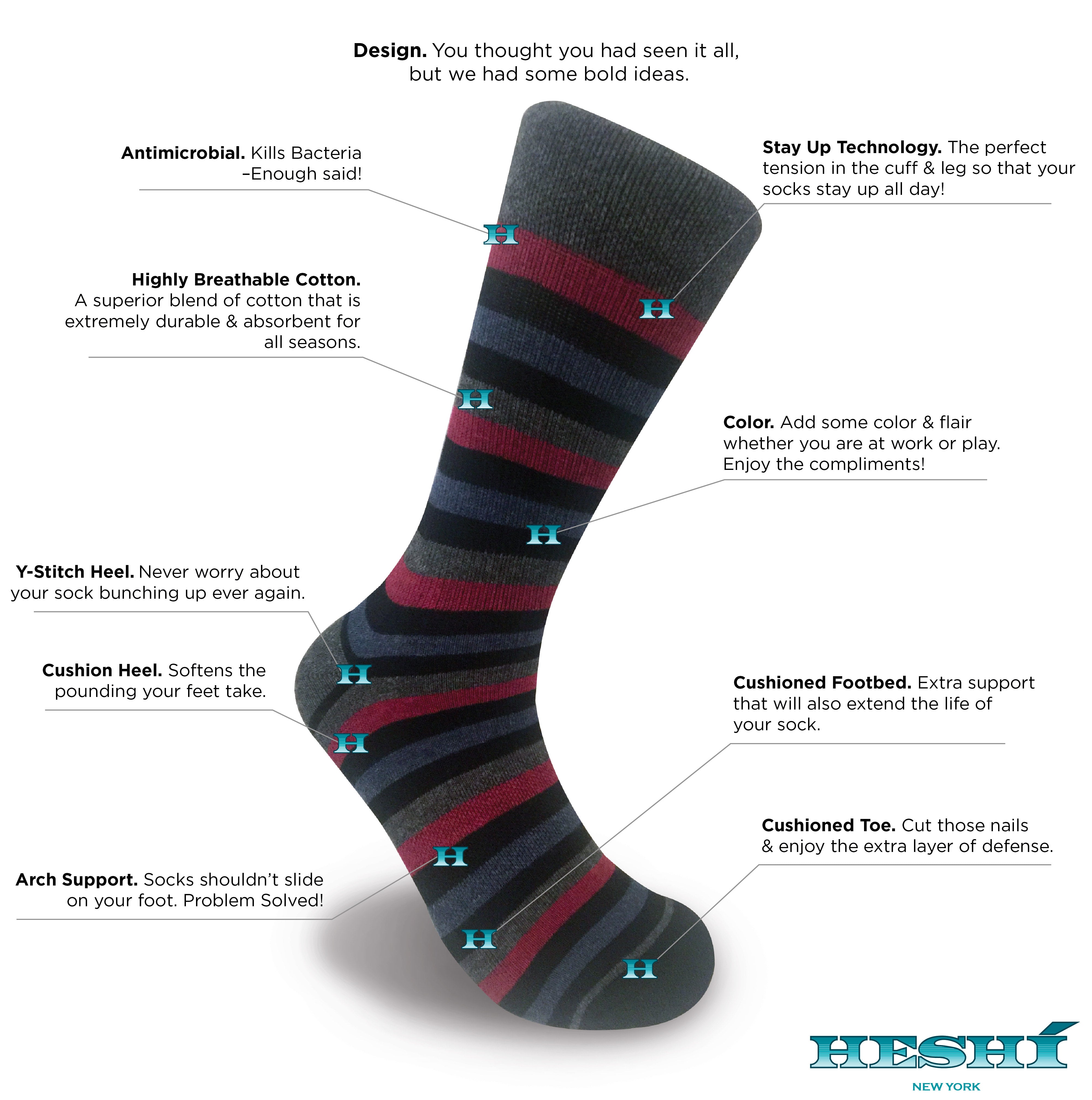 Hesh Medium Stripe Sock - Black / Red Hesh Medium Stripe Sock - Black / Red