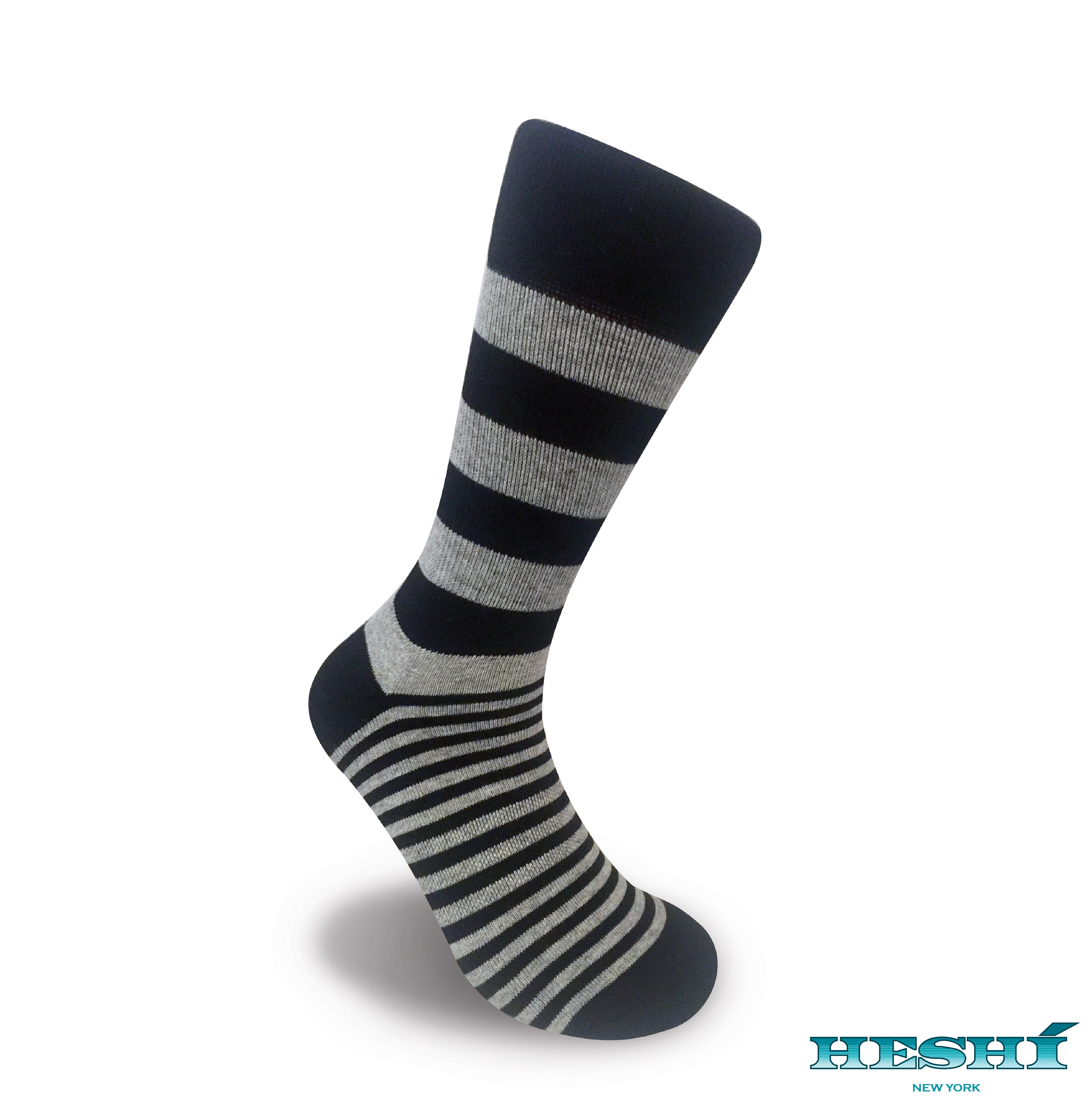 Hesh Alt Stripe Sock- Black / Heather Grey Hesh Alt Stripe Sock- Black / Heather Grey